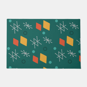 1950s Geometric Abstract Art Teal Doormat