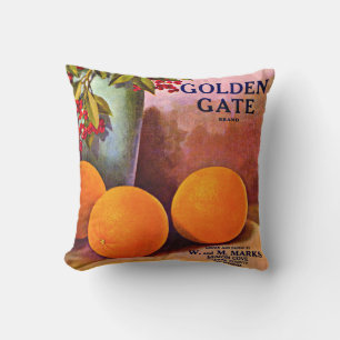 1950s Golden Gate Brand orange crate label print Cushion