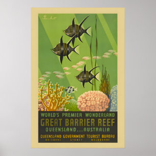 1950s Great Barrier Reef Queensland Classic Poster