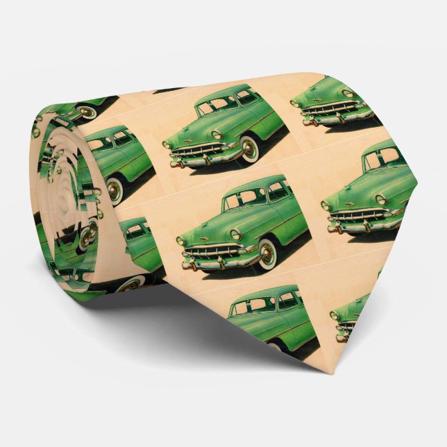 1950s green Chevy Tie (Rolled)