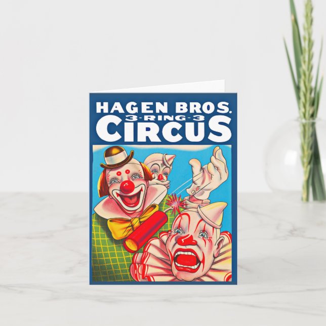 1950s Hagen Brothers Circus poster print Note Card (Front)