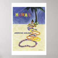 1950s Hawaiian Girl Vintage Style Airline Travel