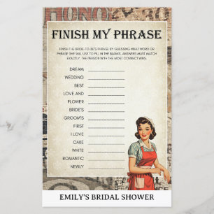 1950's Housewife Bridal Shower Games PRINTED