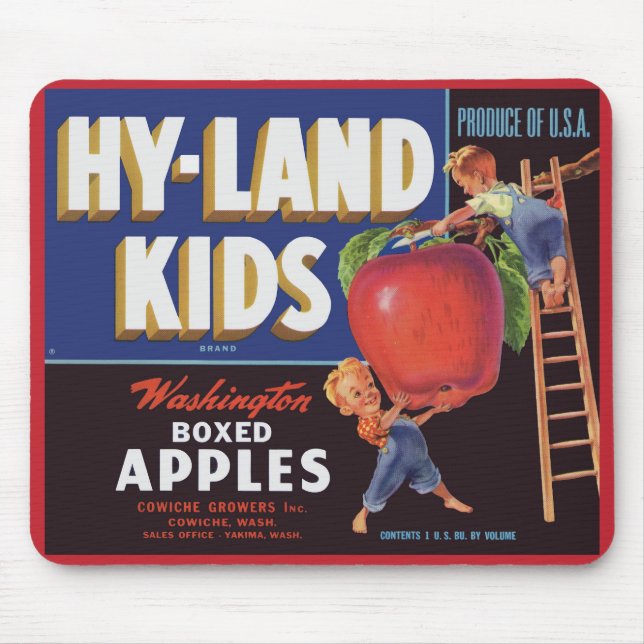 1950s Hyland Kids Washington Apples label print Mouse Pad (Front)