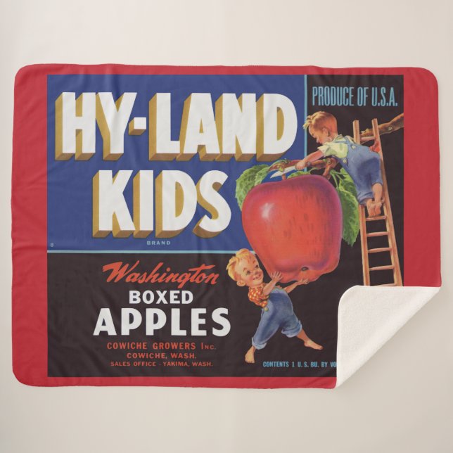 1950s Hyland Kids Washington Apples label print Sherpa Blanket (Front (Horizontal))