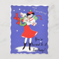 1950s inspired Holiday Tea Party Invitation