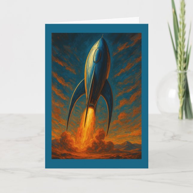 1950s inspired rocket ship  card (Front)