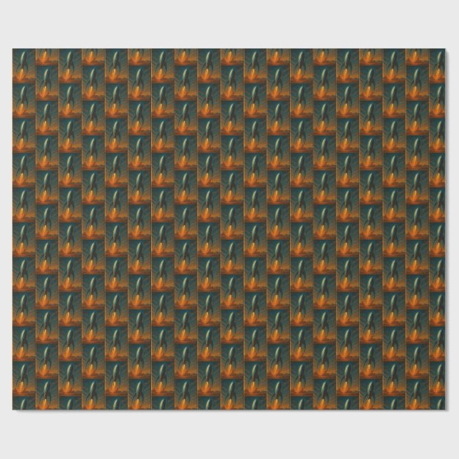 1950s inspired rocket ship  wrapping paper (Flat)