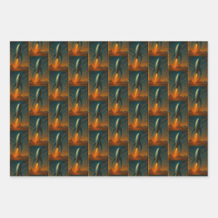 1950s inspired rocket ship wrapping paper sheet