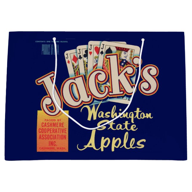1950s Jack’s Washington State Apples crate label Large Gift Bag (Front)