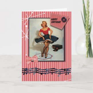 1950s jiving pin up girl card