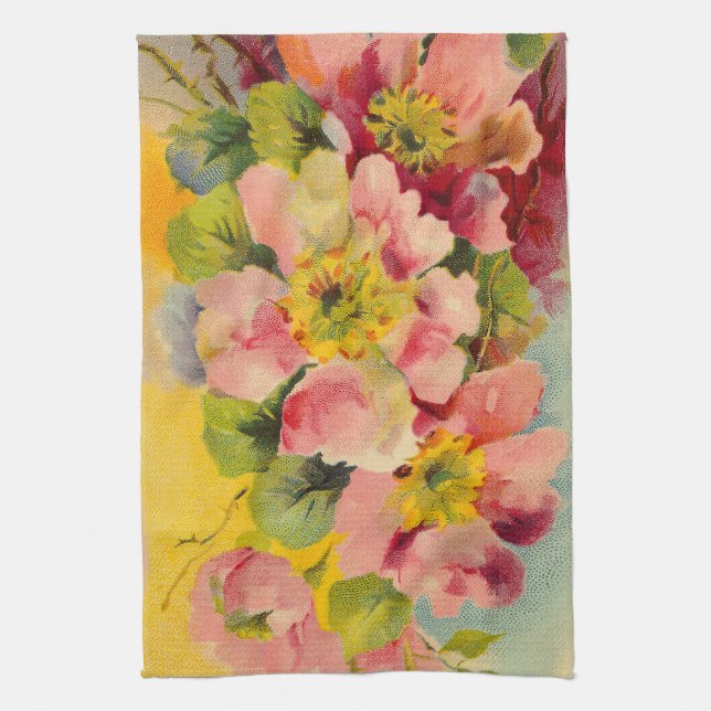 1950s Kitchen Vintage Retro Floral Tea Towel (Vertical)