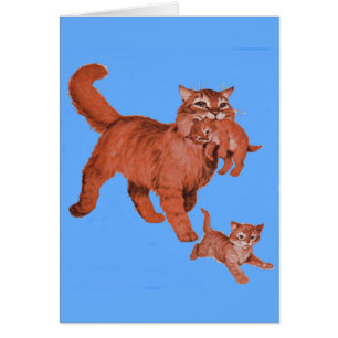 1950s kitty cat mama and little kittens