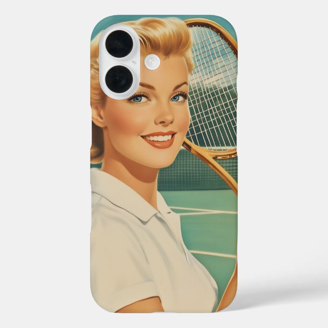 1950s Magazine Illustration Tennis Woman Case-Mate iPhone Case (Back)