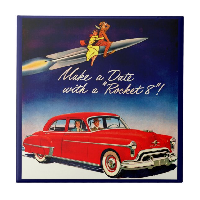 1950s Make a date with Rocket 8 Ceramic Tile (Front)