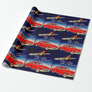 1950s Make a date with Rocket 8 Wrapping Paper