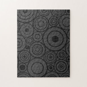 1950s MCM Pattern Circles Black Jigsaw Puzzle