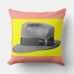 1950s mens fedora hat print cushion