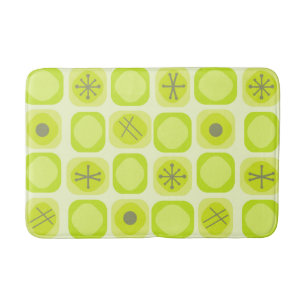 1950s Mod Art Soft Cubes Chartreuse Bath Mat
