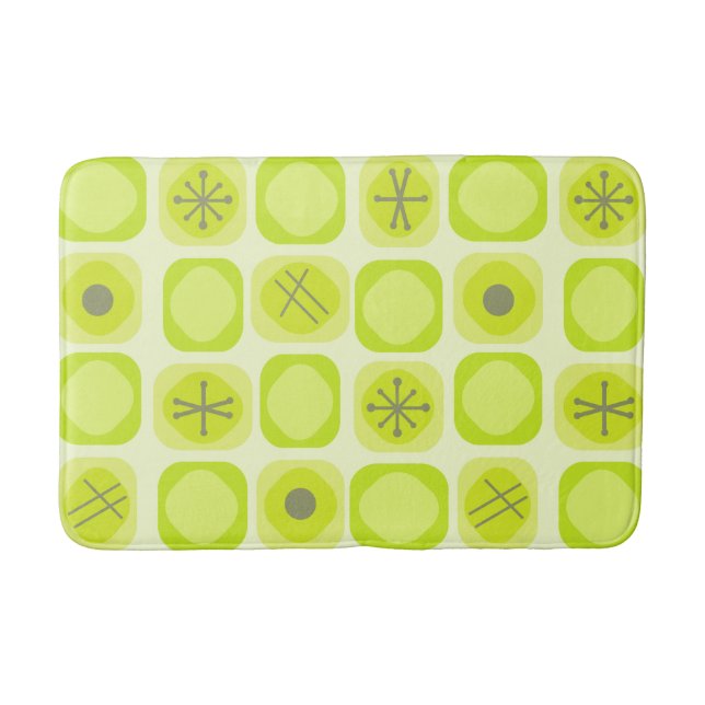 1950s Mod Art Soft Cubes Chartreuse Bath Mat (Front)