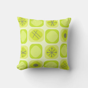 1950s Mod Art Soft Cubes Chartreuse Cushion