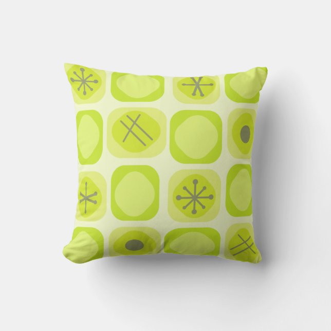 1950s Mod Art Soft Cubes Chartreuse Cushion (Front)