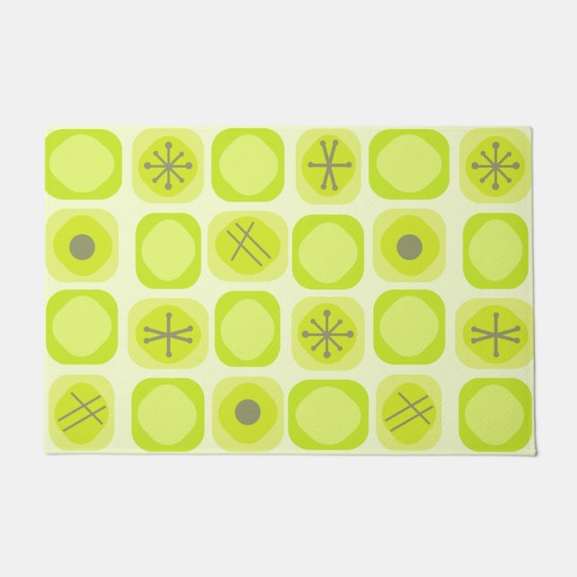 1950s Mod Art Soft Cubes Chartreuse Doormat (Front)