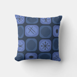 1950s Mod Art Soft Cubes Navy Blue Cushion