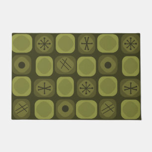 1950s Mod Art Soft Cubes Olive Green Doormat