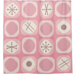 1950s Mod Art Soft Cubes Pink Vanilla Shower Curtain