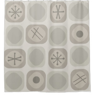 1950s Mod Art Soft Cubes Taupe Shower Curtain