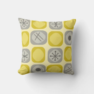 1950s Mod Art Soft Cubes Yellow Grey Cushion