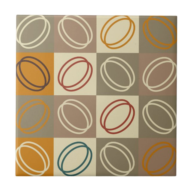 1950s Modern mid century pattern l Brown Ceramic Tile (Front)