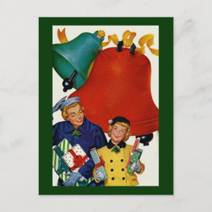 1950s Mum and Daughter Xmas Shopping Holiday Postcard