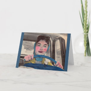 1950s Mum at the wheel Card