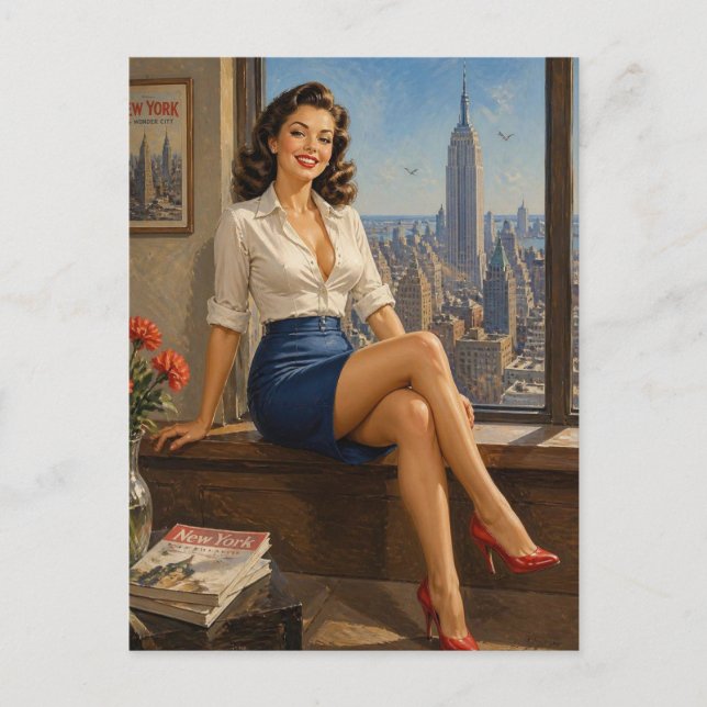 1950s pin-up art postcard (Front)