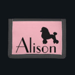 1950s Pink Poodle Skirt Inspired Wallet<br><div class="desc">Break out your bobby socks and saddle shoes and start dancing! This customisable Pink Poodle Skirt Inspired Wallet looks like a classic 1950s poodle skirt. The design features a black silhouette of a poodle on a pink background. To personalise it, simply click on the "Customise It" icon and replace the...</div>