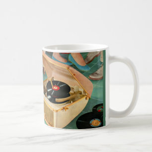 1950s portable record player ad coffee mug