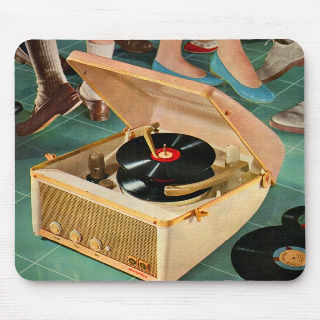 1950s portable record player ad mouse pad (Front)