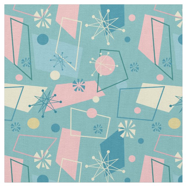 1950s Retro Atomic Pastel Pattern Fabric (Close Up)