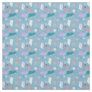 1950s Retro Atomic Pattern in Blue and Purple Fabric