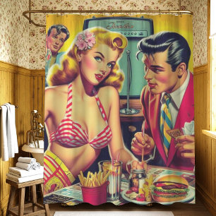 1950s Retro Coulpe Shower Curtain