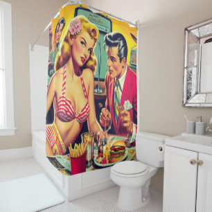 1950s Retro Coulpe Shower Curtain