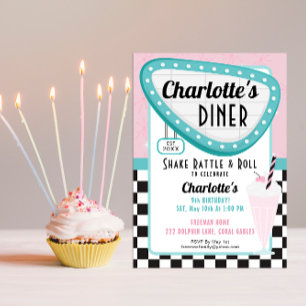 1950s Retro Diner Birthday Invitation – Sock Hop R