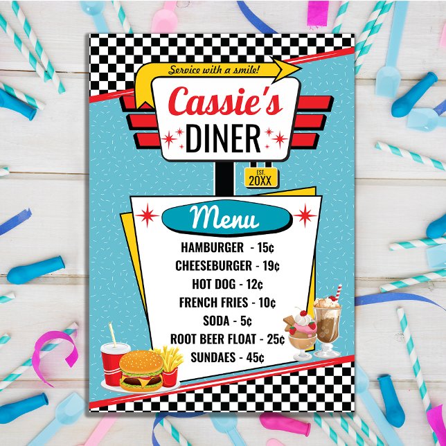 1950's Retro Diner Menu Teal, Red, Yellow Poster (Creator Uploaded)