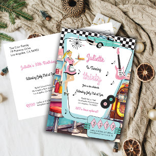 1950's Retro Diner Theme Party Invitation Postcard