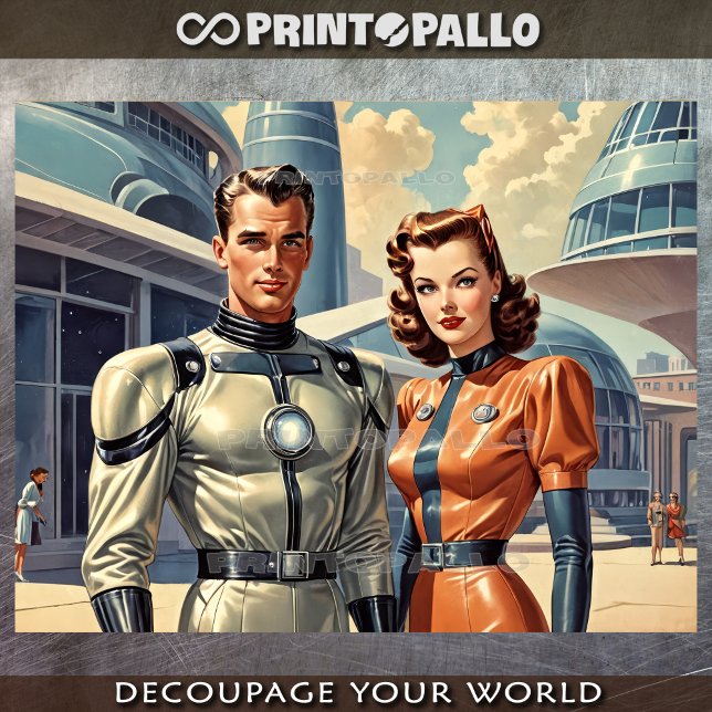 1950s Retro futurism super hero couple Tissue Paper (Creator Uploaded)
