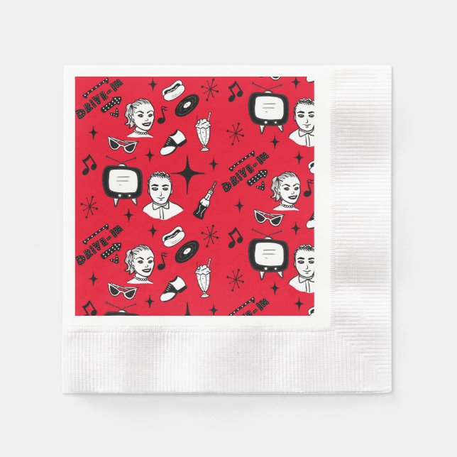 1950's Retro Graphics Nostalgic Birthday    Napkin (Front)