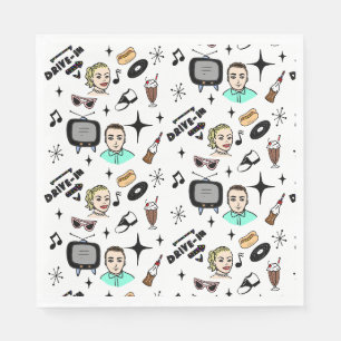 1950's Retro Graphics Nostalgic Birthday Napkin