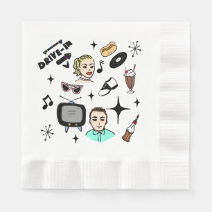 1950's Retro Graphics Nostalgic Birthday Napkin